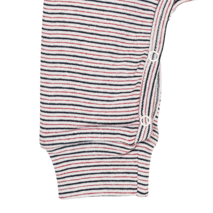 STRIPED LONG SLEEVED ROMPER W. LAPNECK - BLUE RED STRIPE
