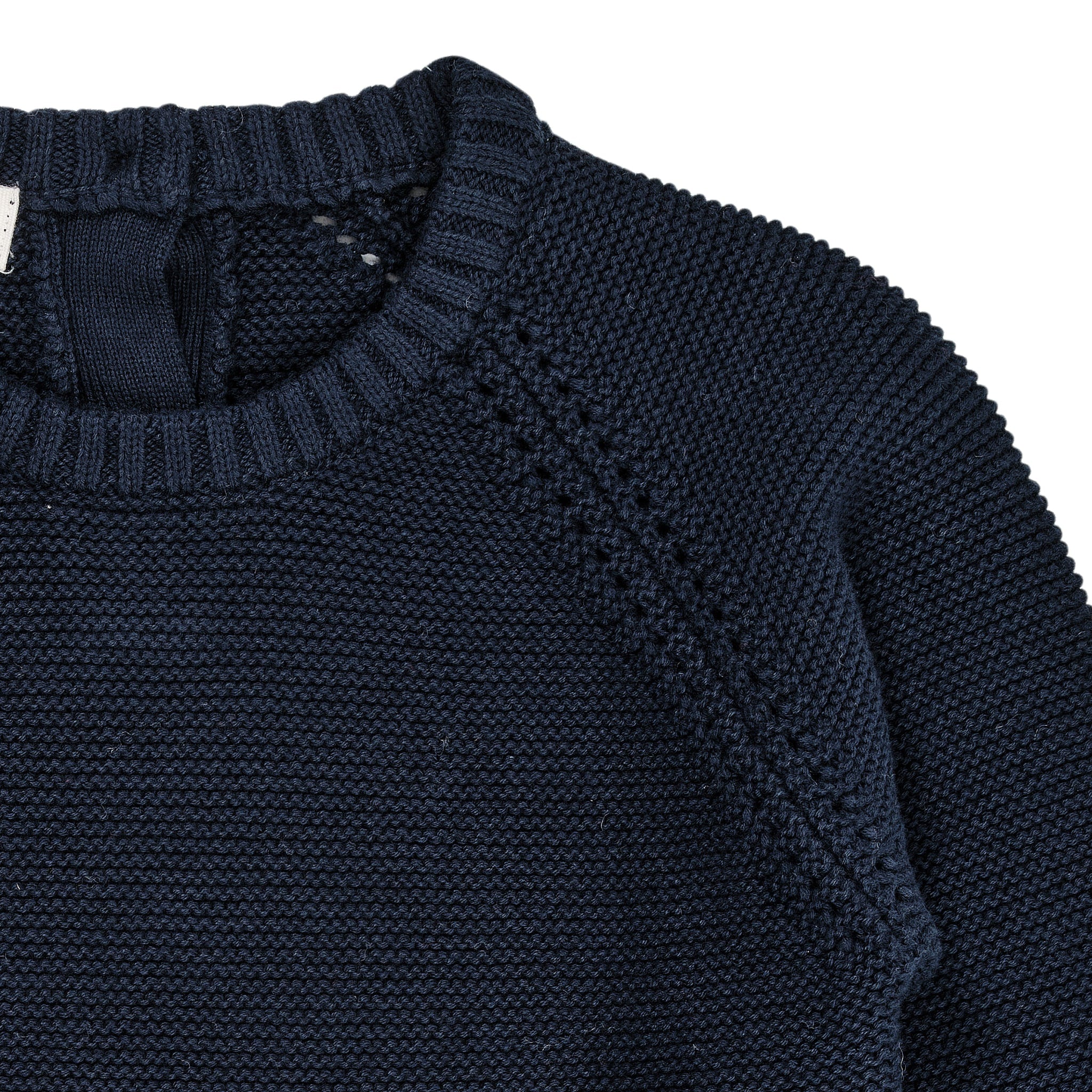 KNITTED PULLOVER W. FRILL - NAVY