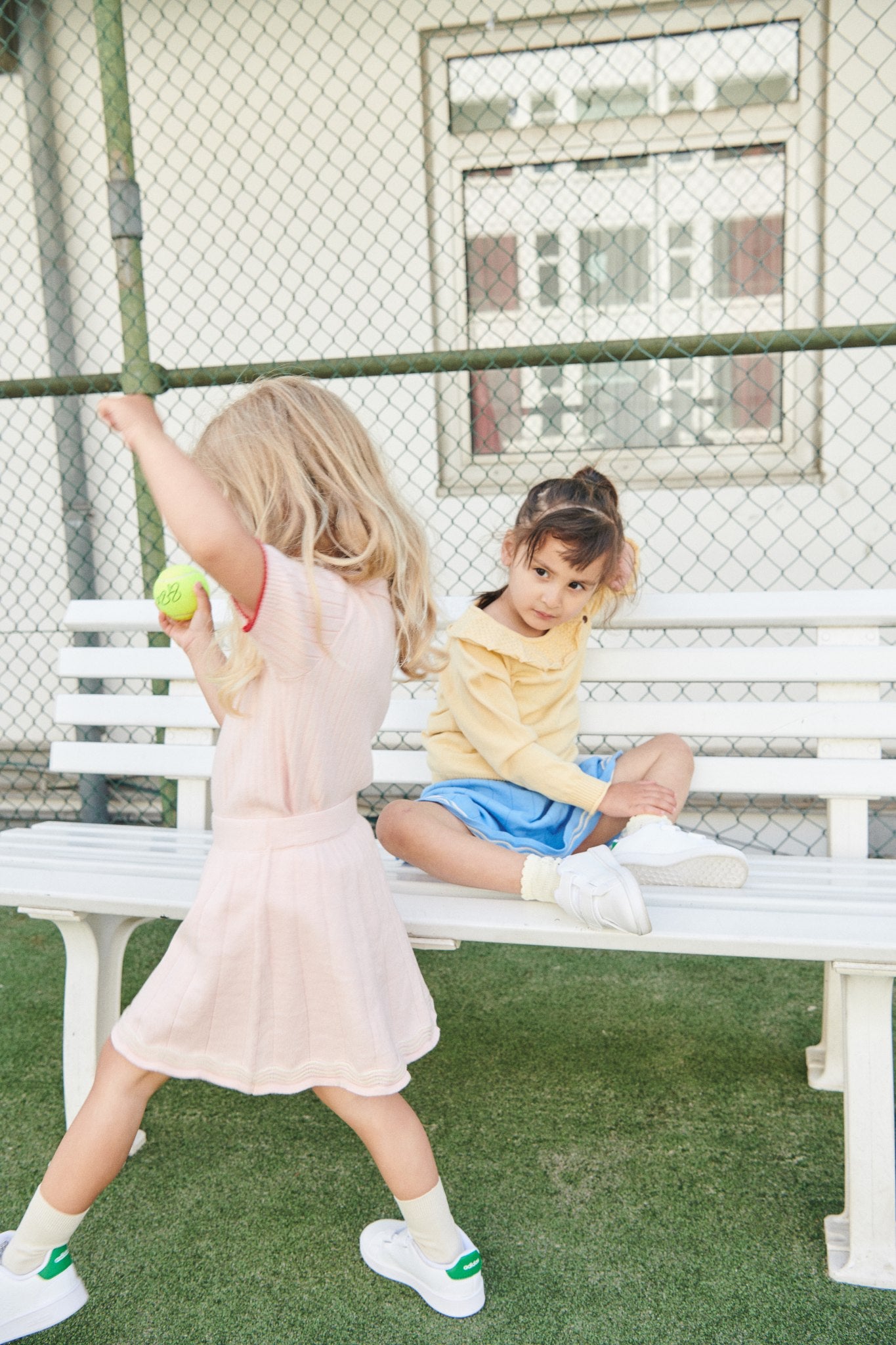 KNITTED TENNIS SKIRT - DUSTY ROSE/CREAM COMB.