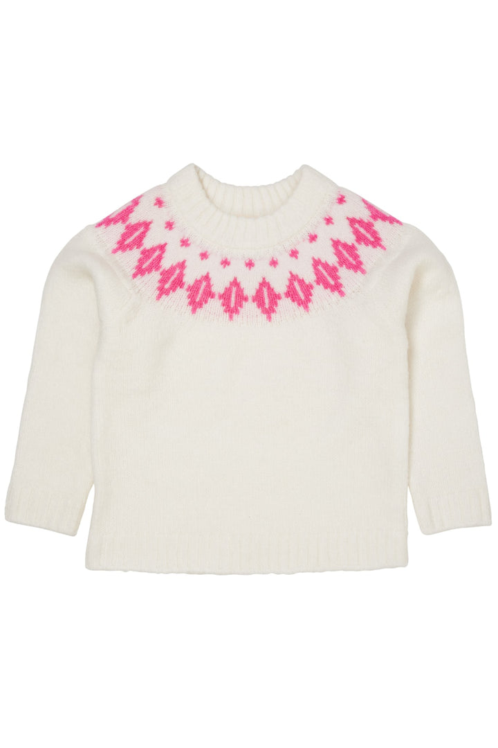 WOOL ICELAND BLOUSE - CREAM/BUBBLEGUM COMBI