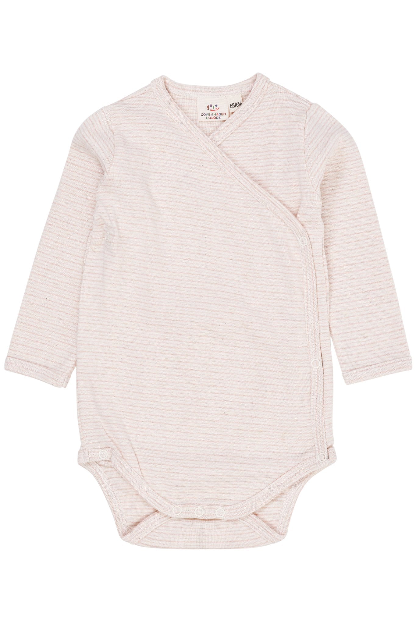 BABY STRIPED WRAP BODY LONG SLEEVE - SOFT PINK STRIPE