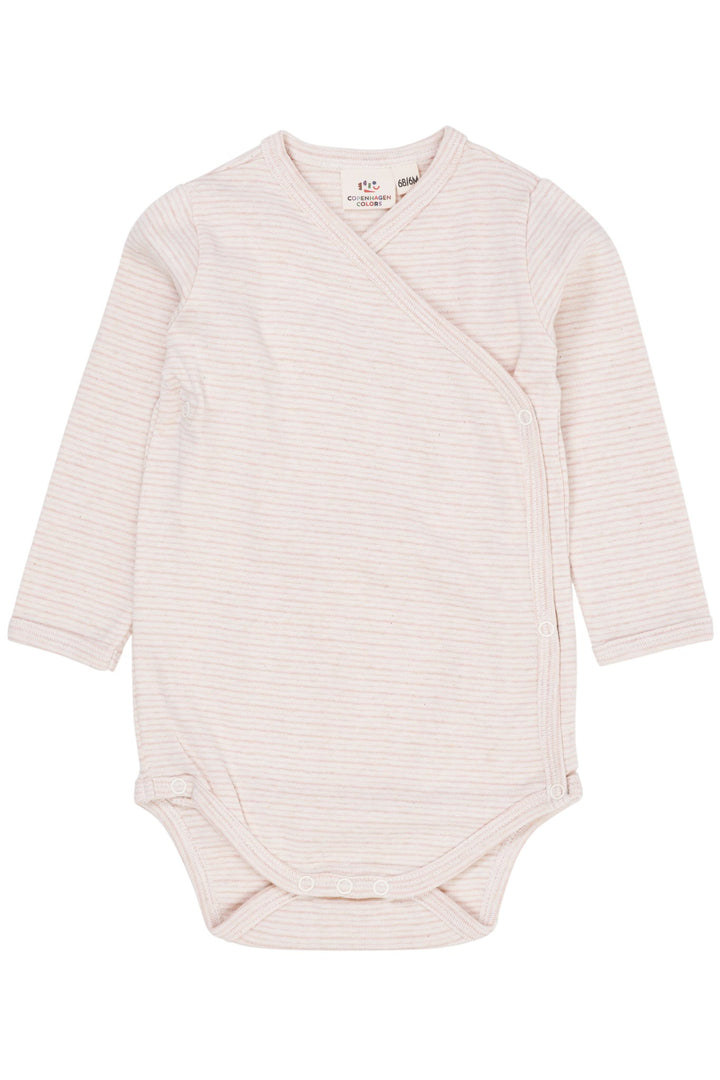 BABY STRIPED WRAP BODY LONG SLEEVE - SOFT PINK STRIPE