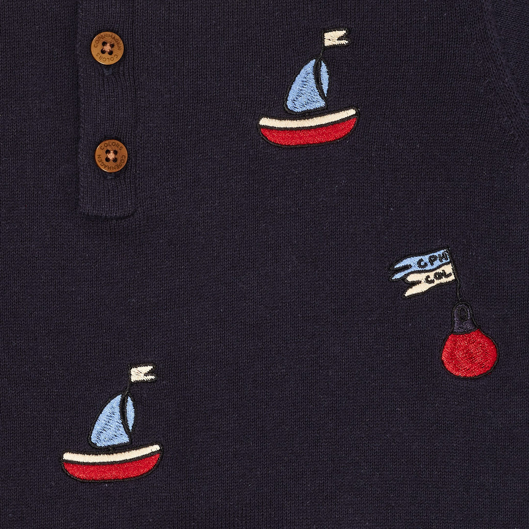 POLO W. EMBROIDERY - NAVY/CREAM COMB
