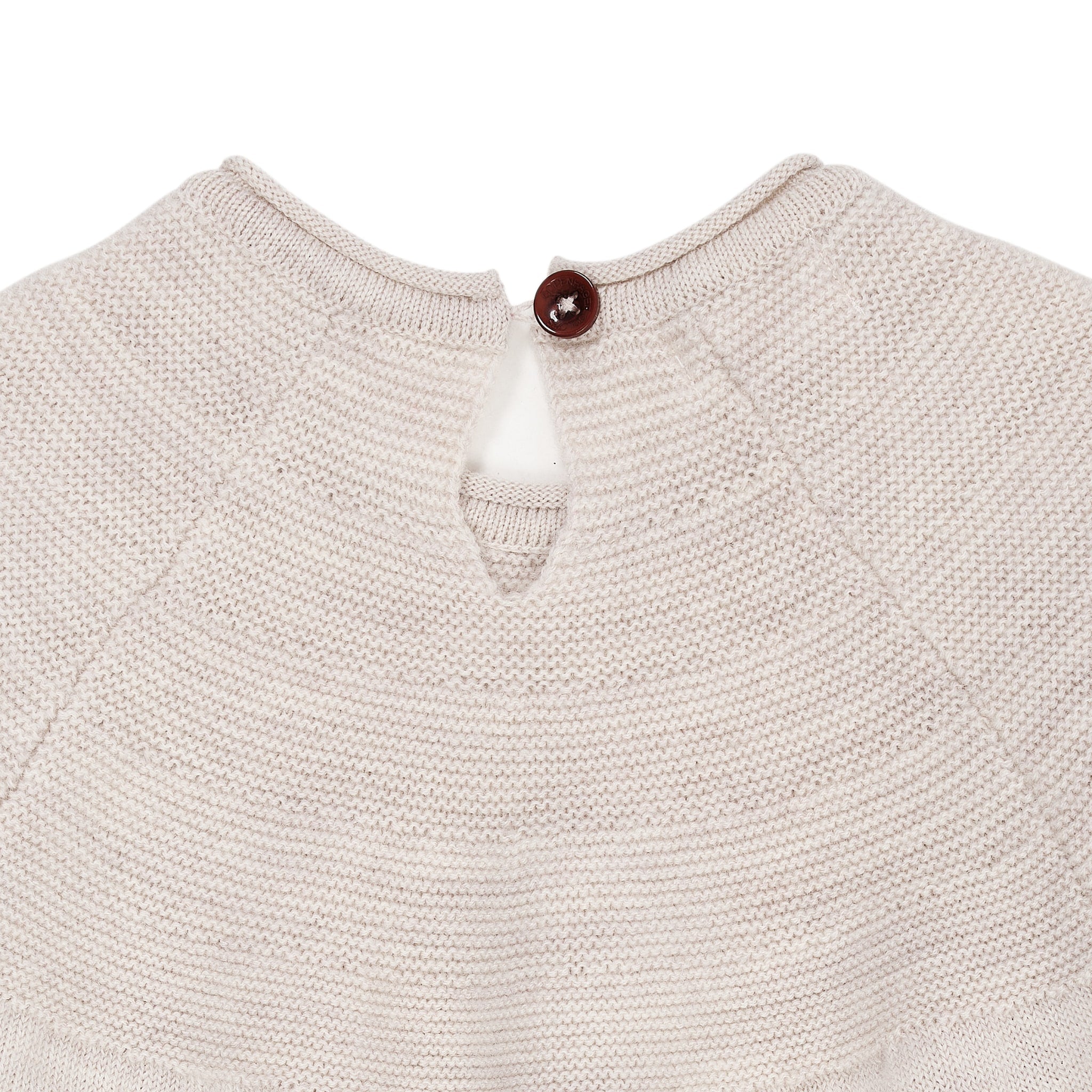 MERINO KNIT BLOUSE WITH FRILL - PALE CREAM MELANGE