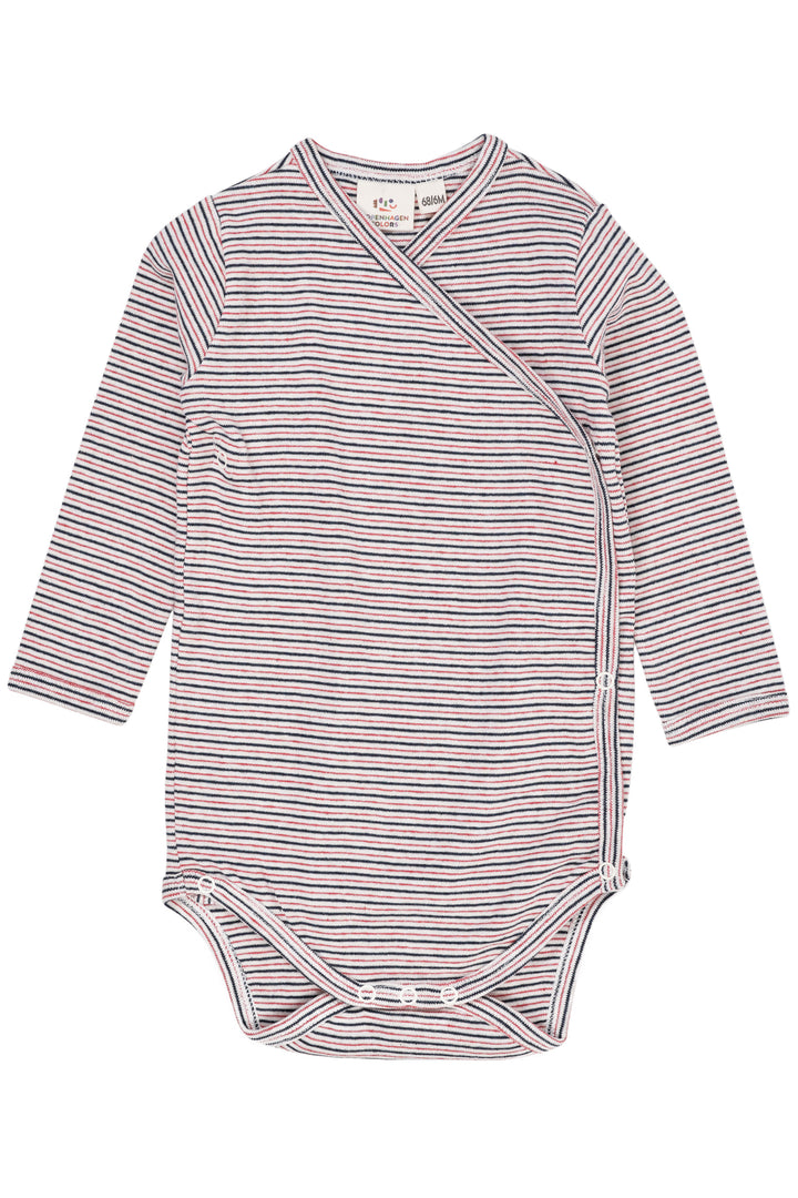 BABY STRIPED WRAP BODY LONG SLEEVE - BLUE/RED STRIPE