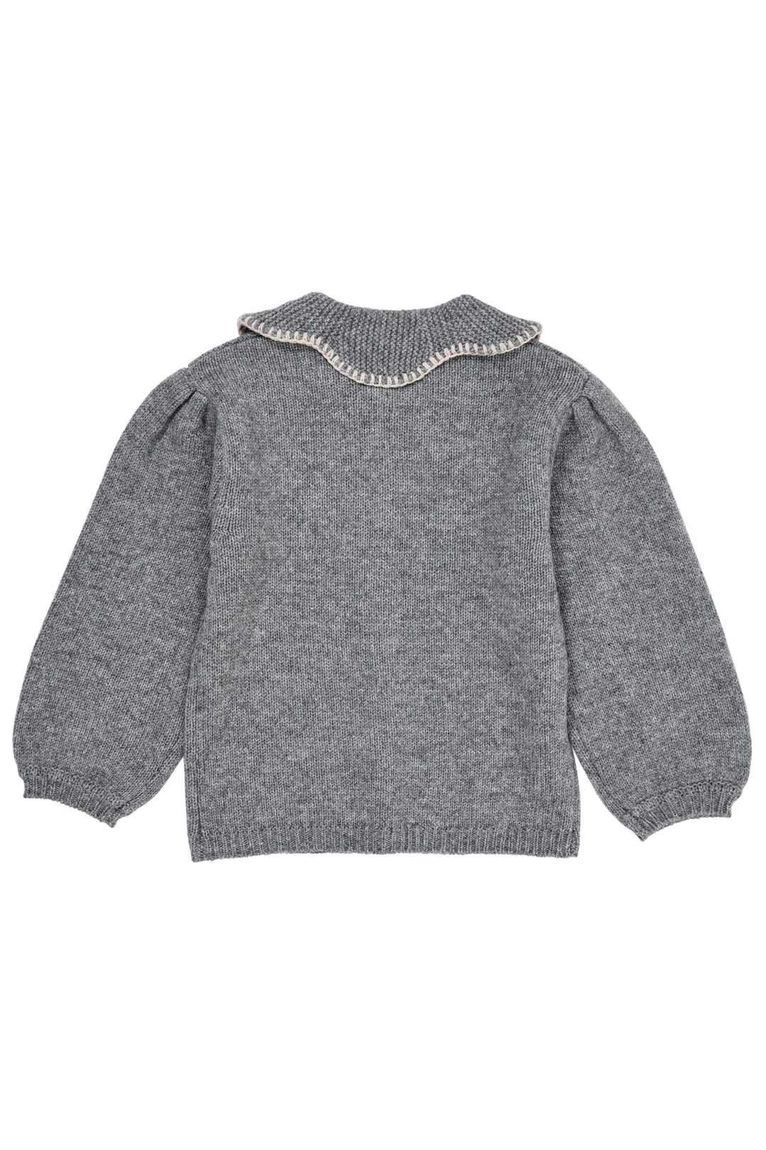 CASHMERE CARDIGAN W. COLLAR - GREY MEL