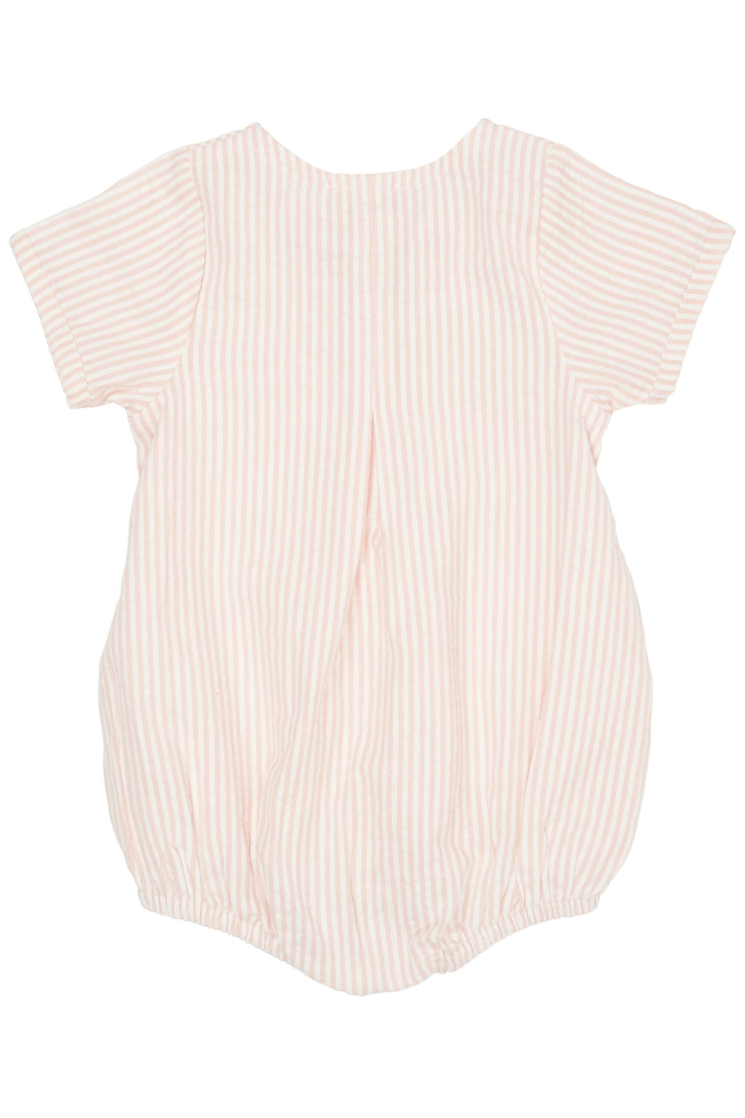 SEERSUCKER ROMPER W. SLEEVES - DUSTY ROSE STRIPE