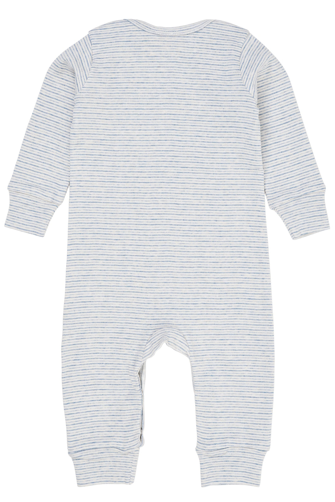 STRIPED LONG SLEEVED ROMPER W. LAPNECK - LT BLUE STRIPE