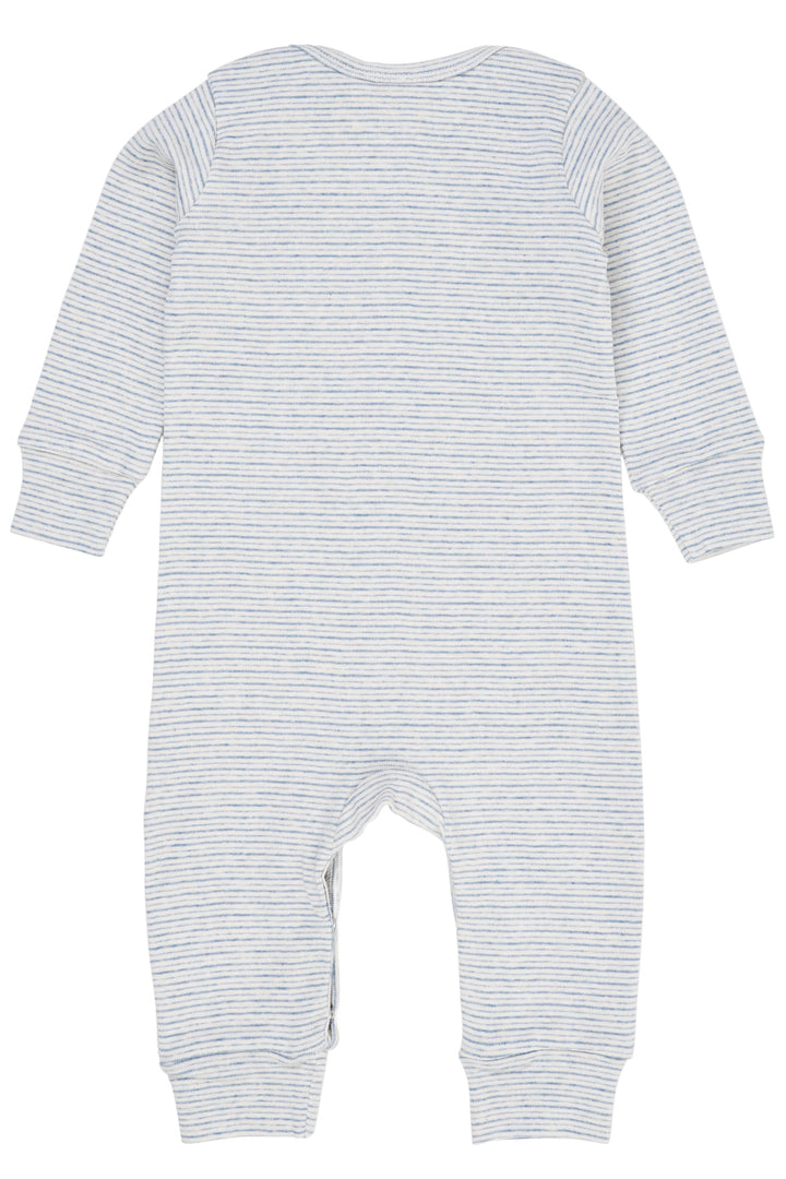 STRIPED LONG SLEEVED ROMPER W. LAPNECK - LT BLUE STRIPE