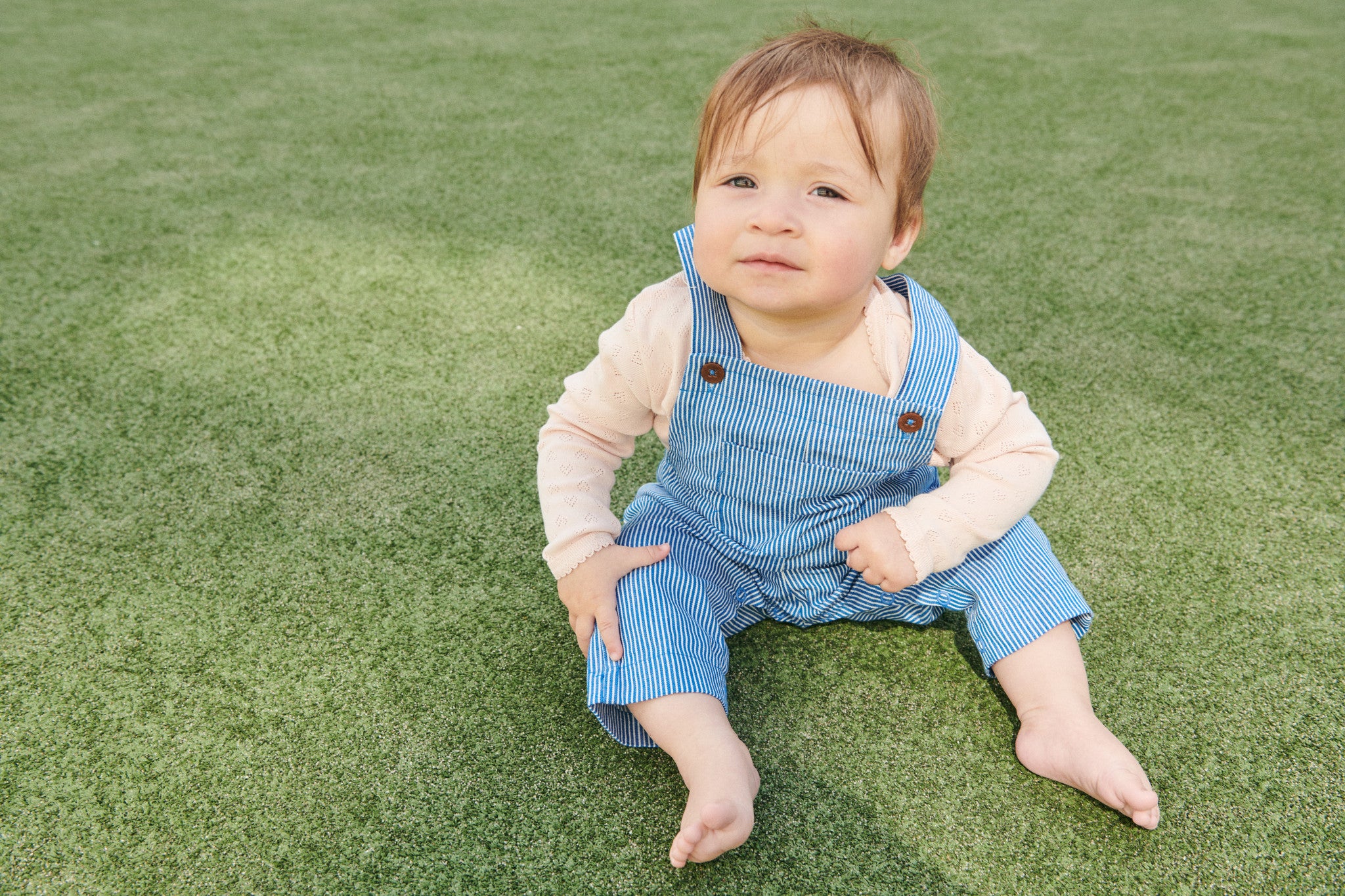 STRIPED YARNDYED OVERALL - SHARP BLUE STRIPE