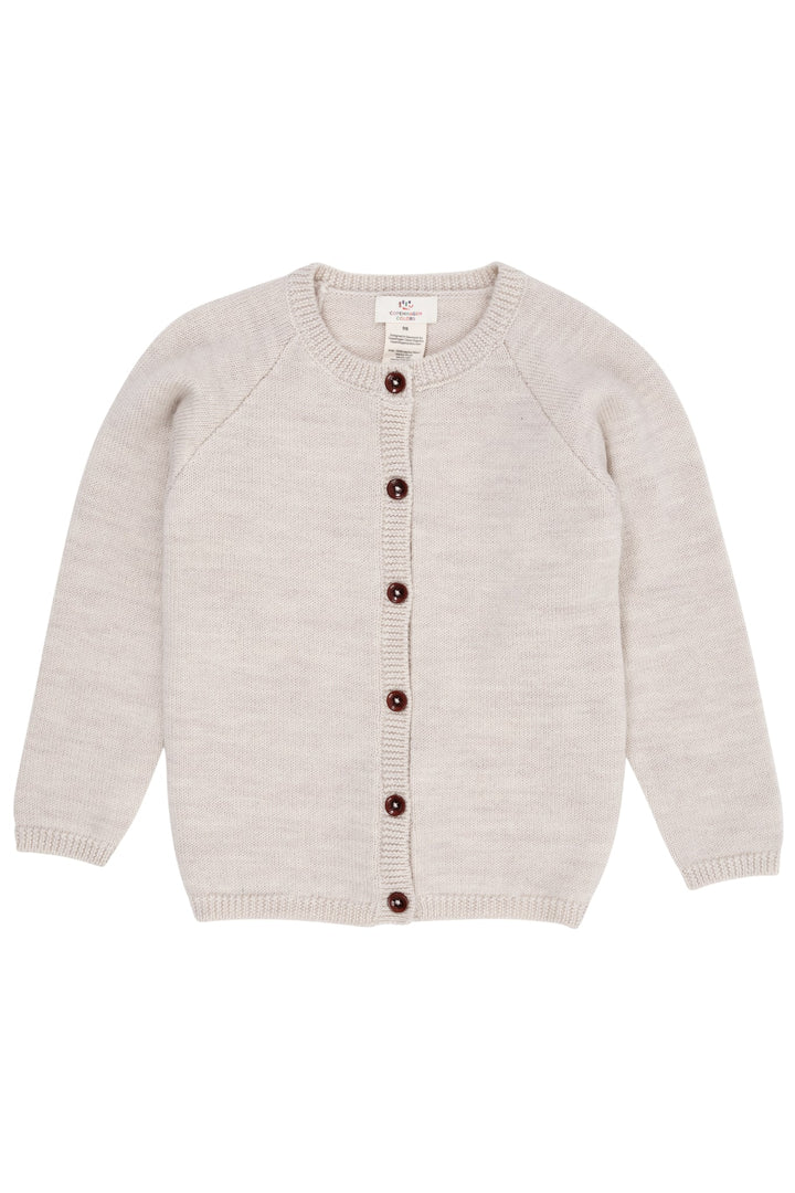 MERINO KNITTED CARDIGAN - PALE CREAM MELANGE
