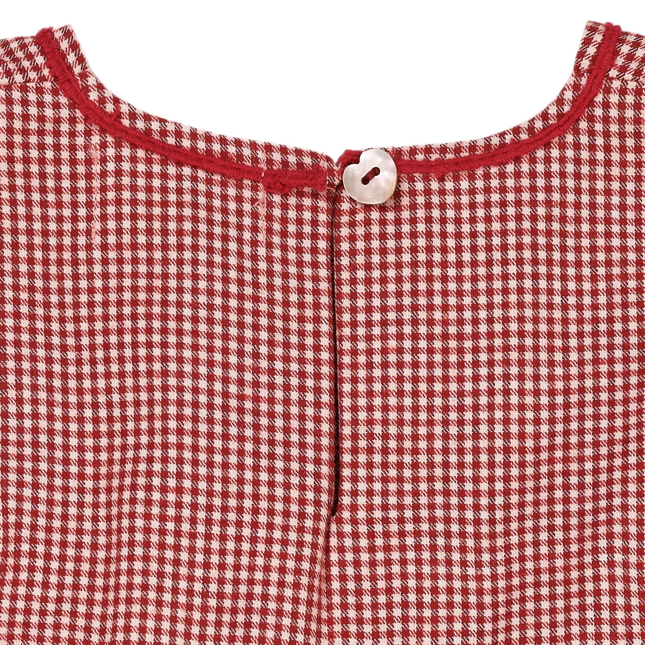 CHECK DRESS W. HEART EMB - RED CHECK COMBI