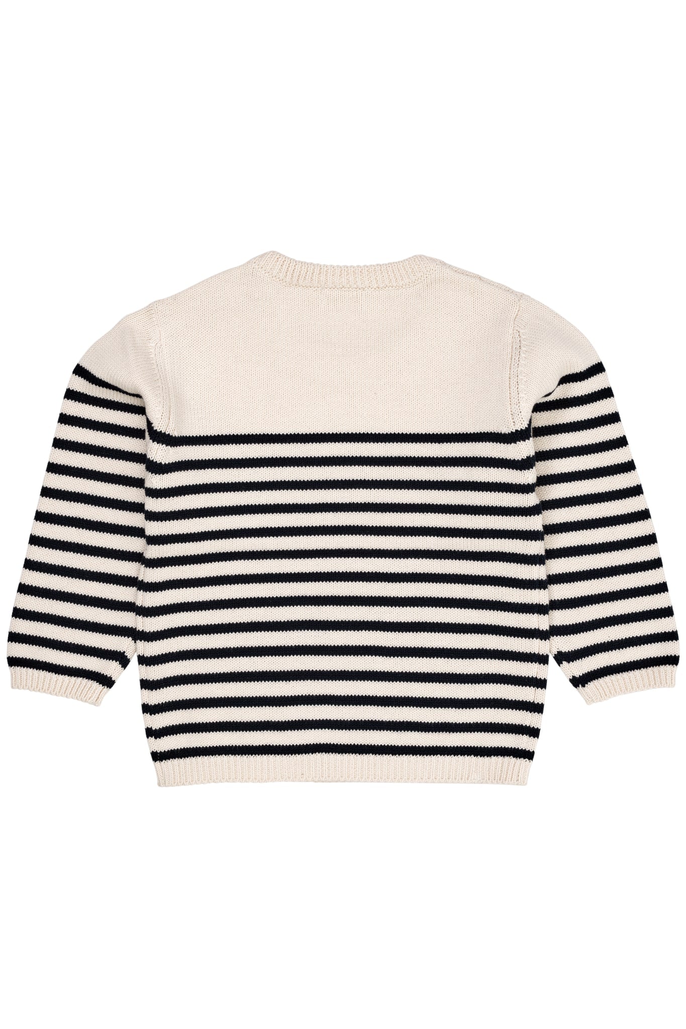 KNITTED STRIPED SAILOR JUMPER - CREAM NAVY COMBI