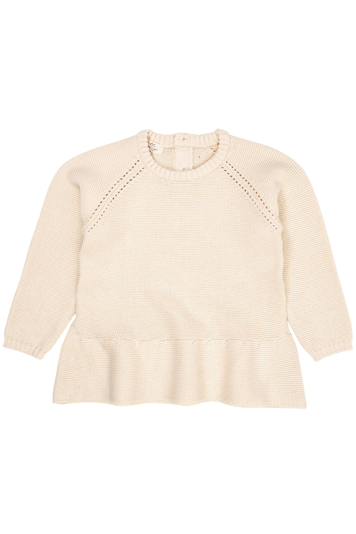 KNITTED PULLOVER W. FRILL - CREAM