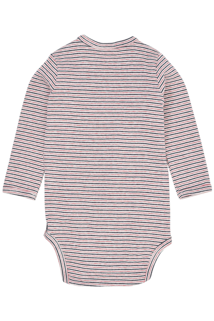 BABY STRIPED WRAP BODY LONG SLEEVE - BLUE/RED STRIPE
