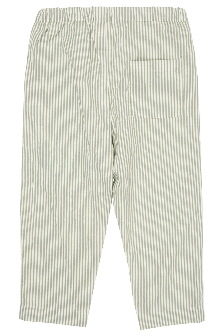 SEERSUCKER PANTS - GREEN W CREAM STRIPE