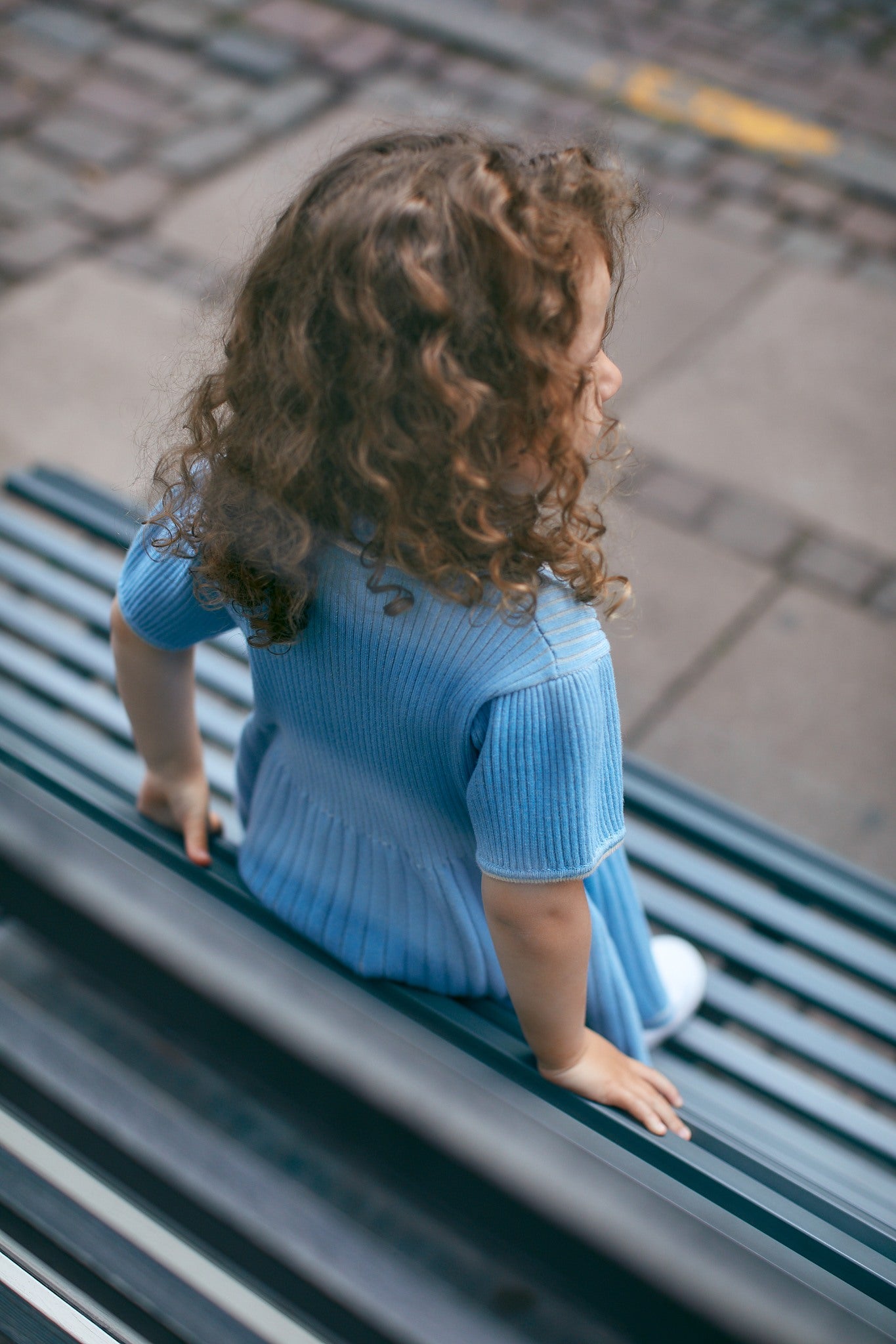 RIB POLO KNITTED DRESS - SKY BLUE/CREAM COMB.