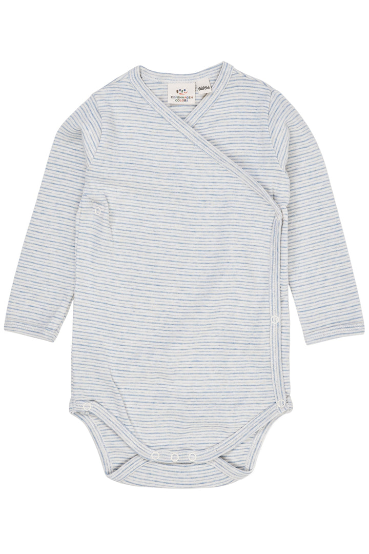 BABY STRIPED WRAP BODY LONG SLEEVE - LT. BLUE STRIPE