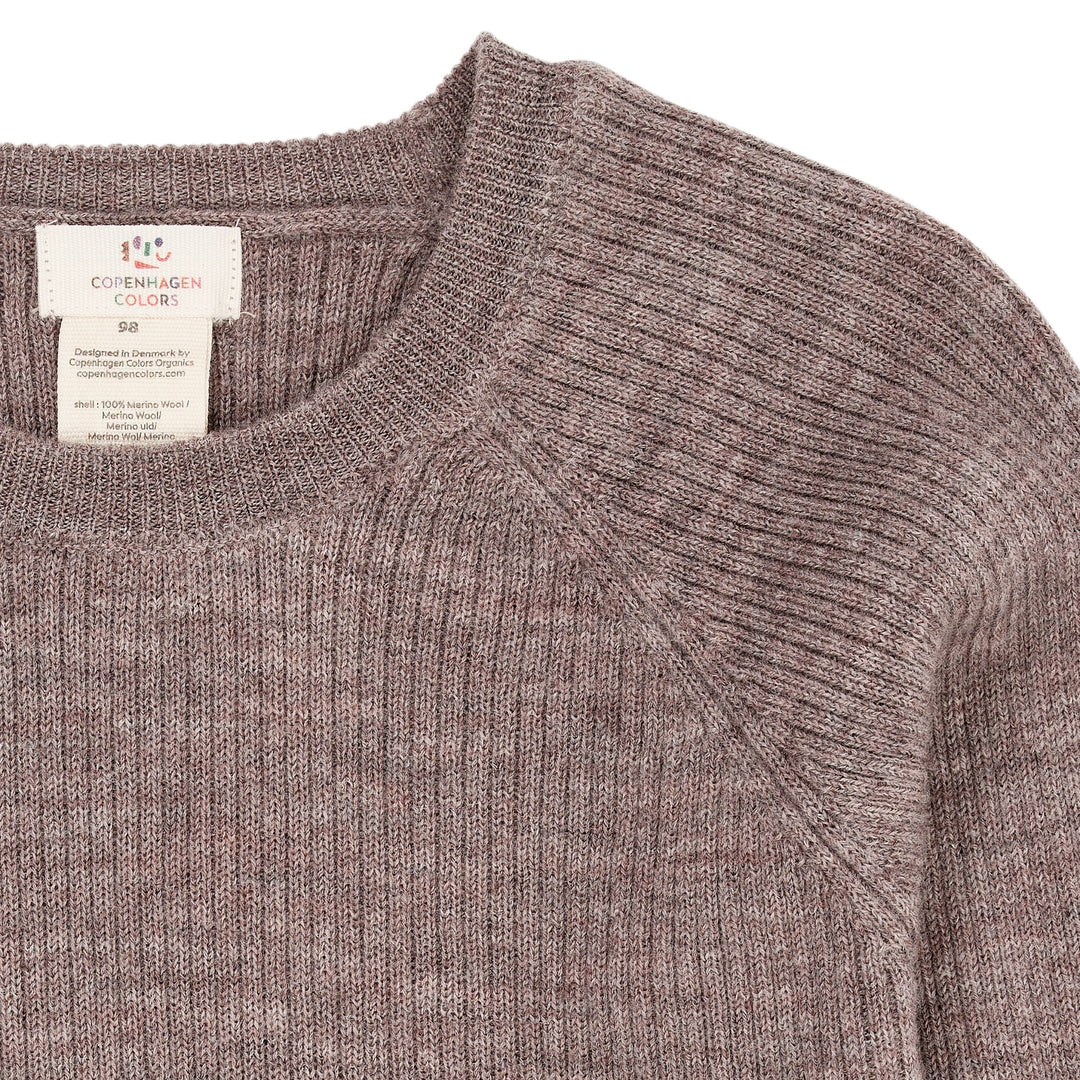 MERINO CLASSIC RIB BLOUSE - NATURAL MELANGE