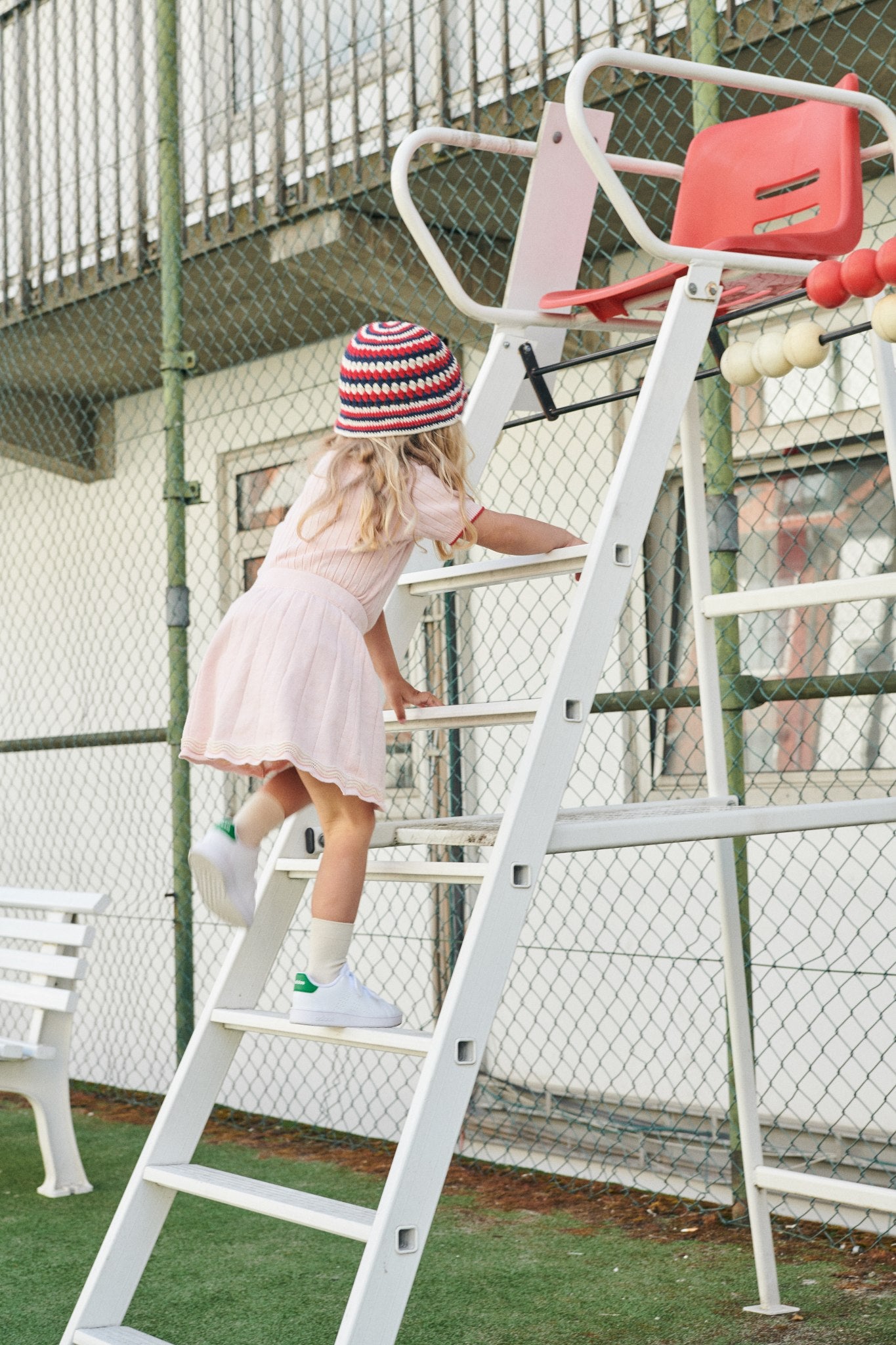 KNITTED TENNIS SKIRT - DUSTY ROSE/CREAM COMB.