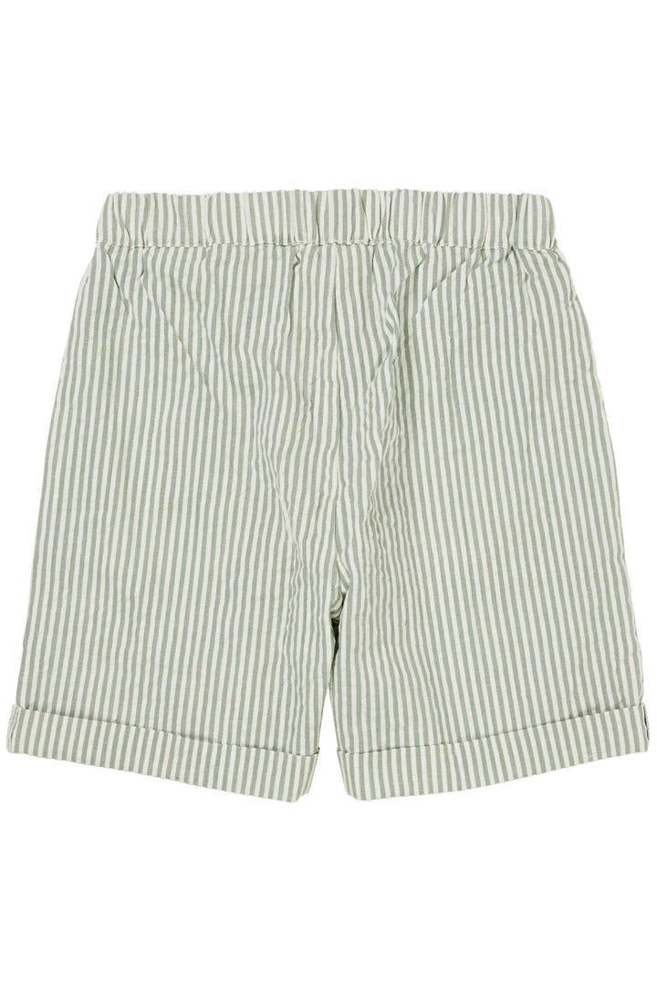 SEERSUCKER SHORTS SPORTY - GREEN W CREAM STRIPE