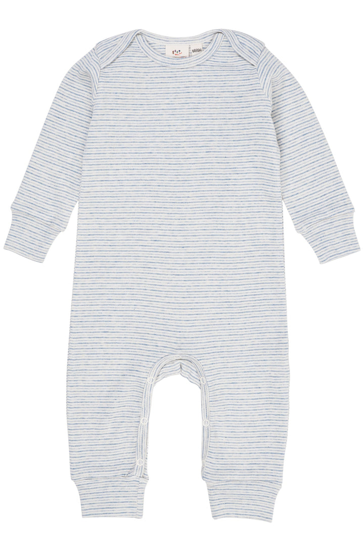 STRIPED LONG SLEEVED ROMPER W. LAPNECK - LT BLUE STRIPE