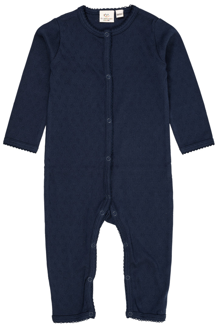 POINTELLE HEART FULL BODY - NAVY