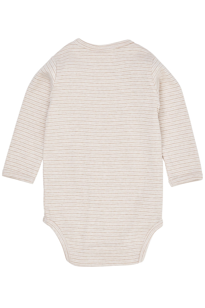BABY STRIPED WRAP BODY LONG SLEEVE - BEIGE STRIPE