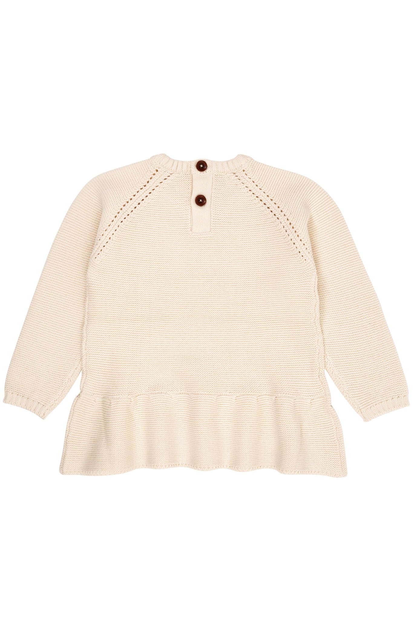 KNITTED PULLOVER W. FRILL - CREAM