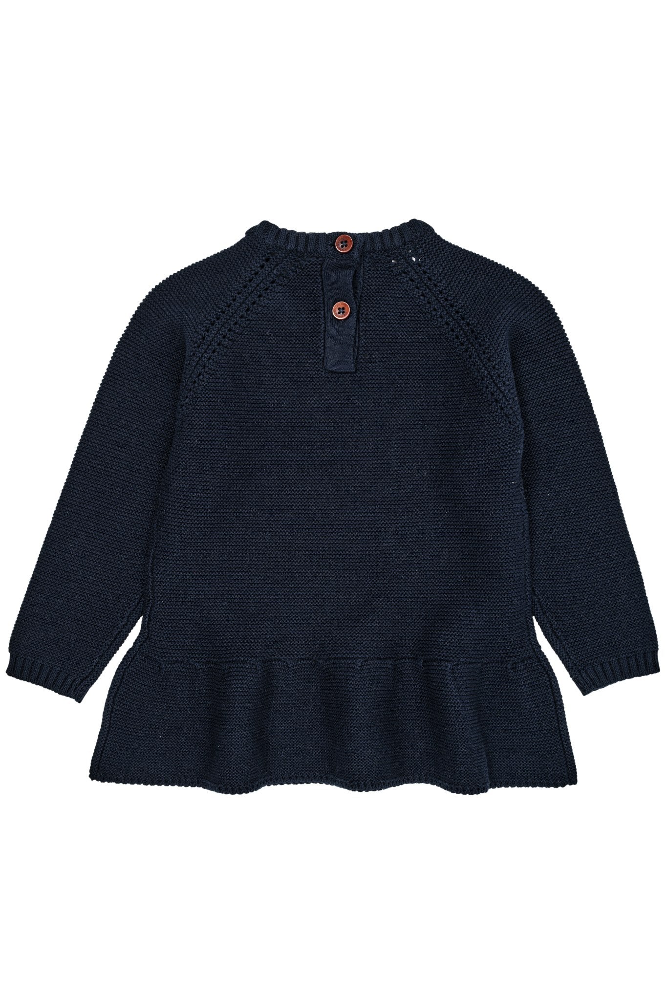KNITTED PULLOVER W. FRILL - NAVY