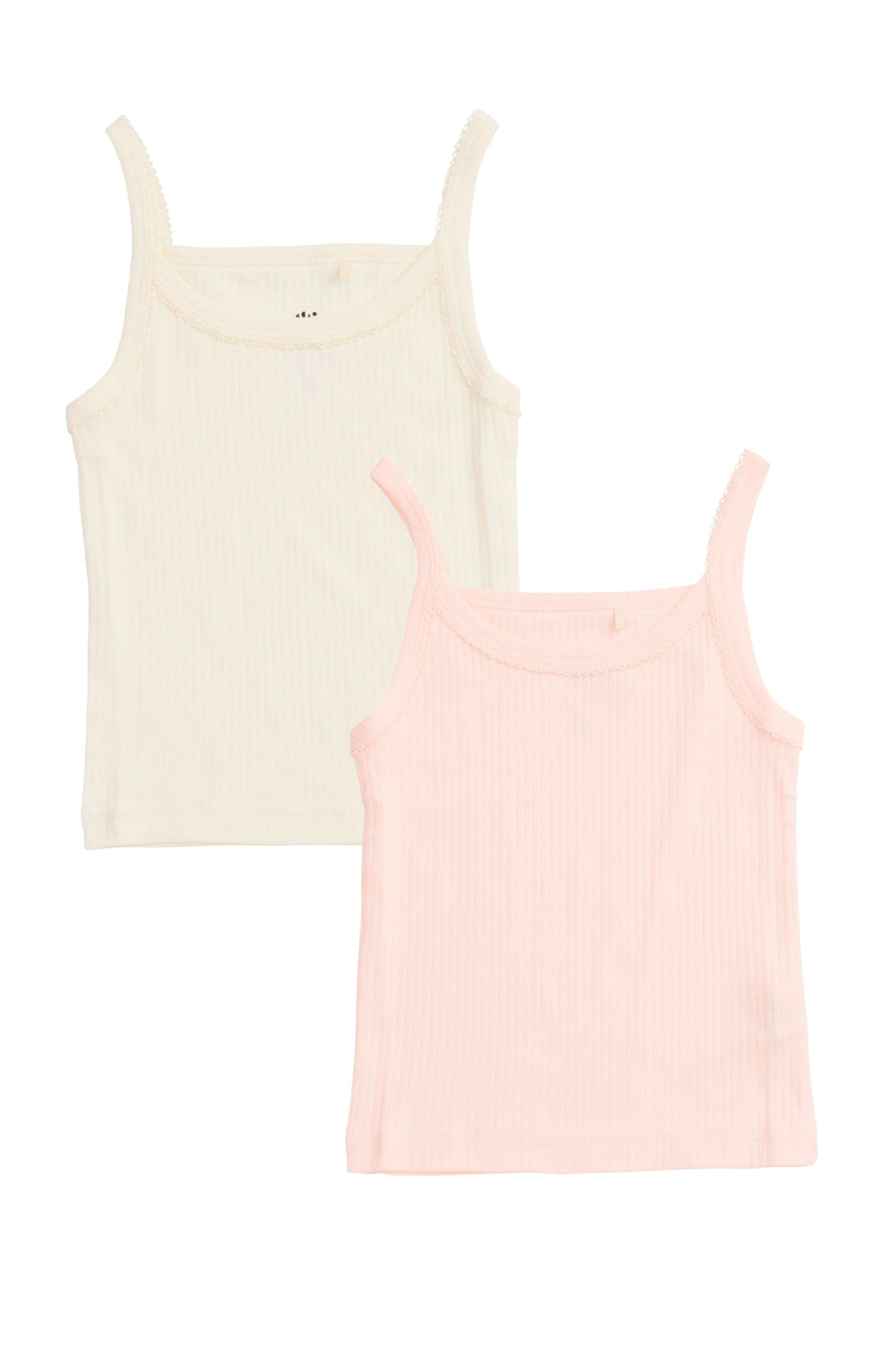 RIB JERSEY 2-PACK STRAP TOPS - SOFT PINK/ CREAM COMB.