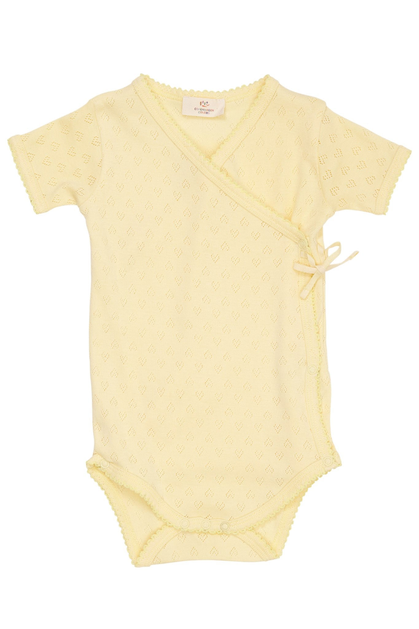 POINTELLE HEART CROSSOVER BODY SS - PALE YELLOW