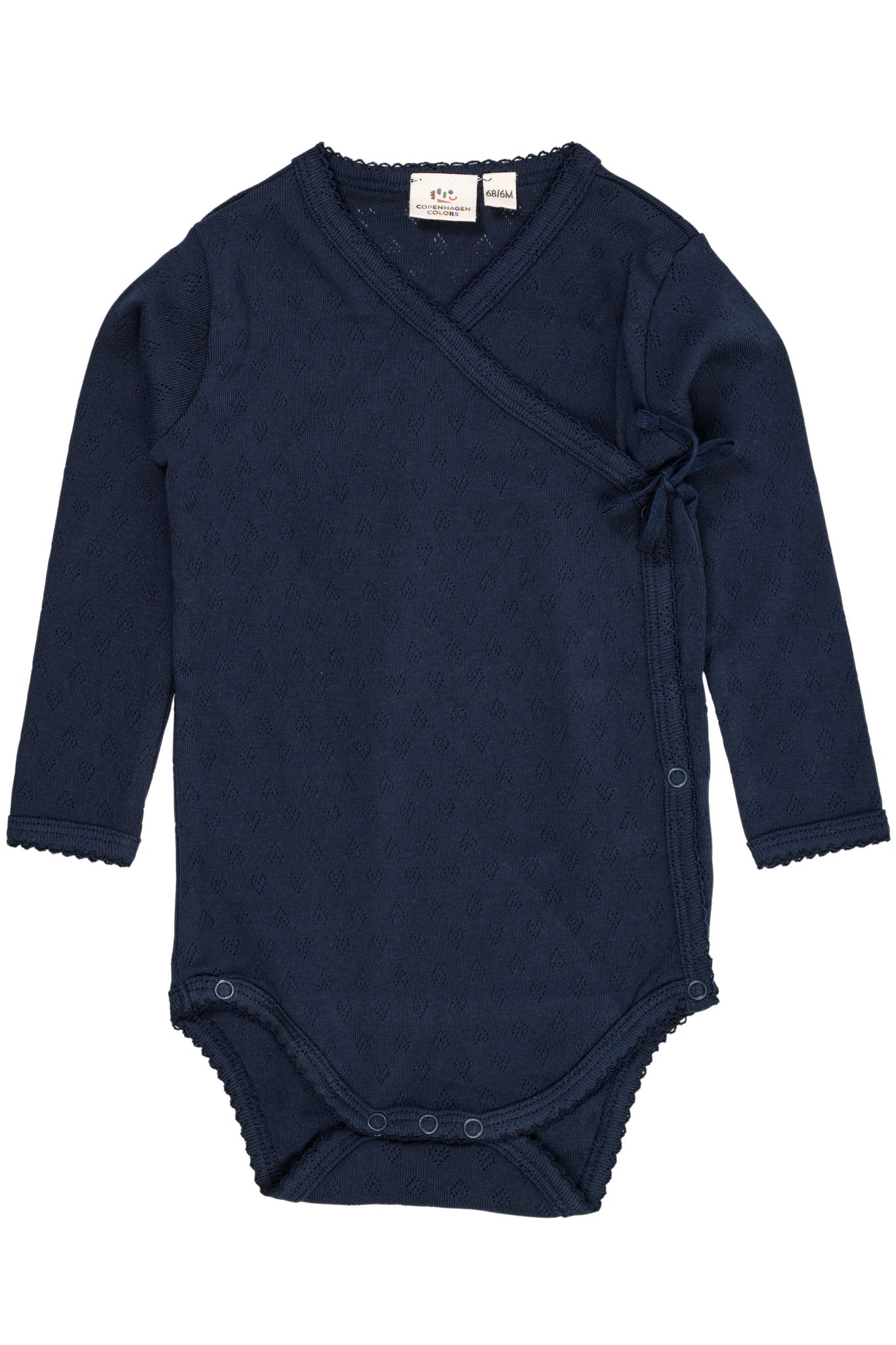 POINTELLE HEART CROSSOVER BODY LS - NAVY