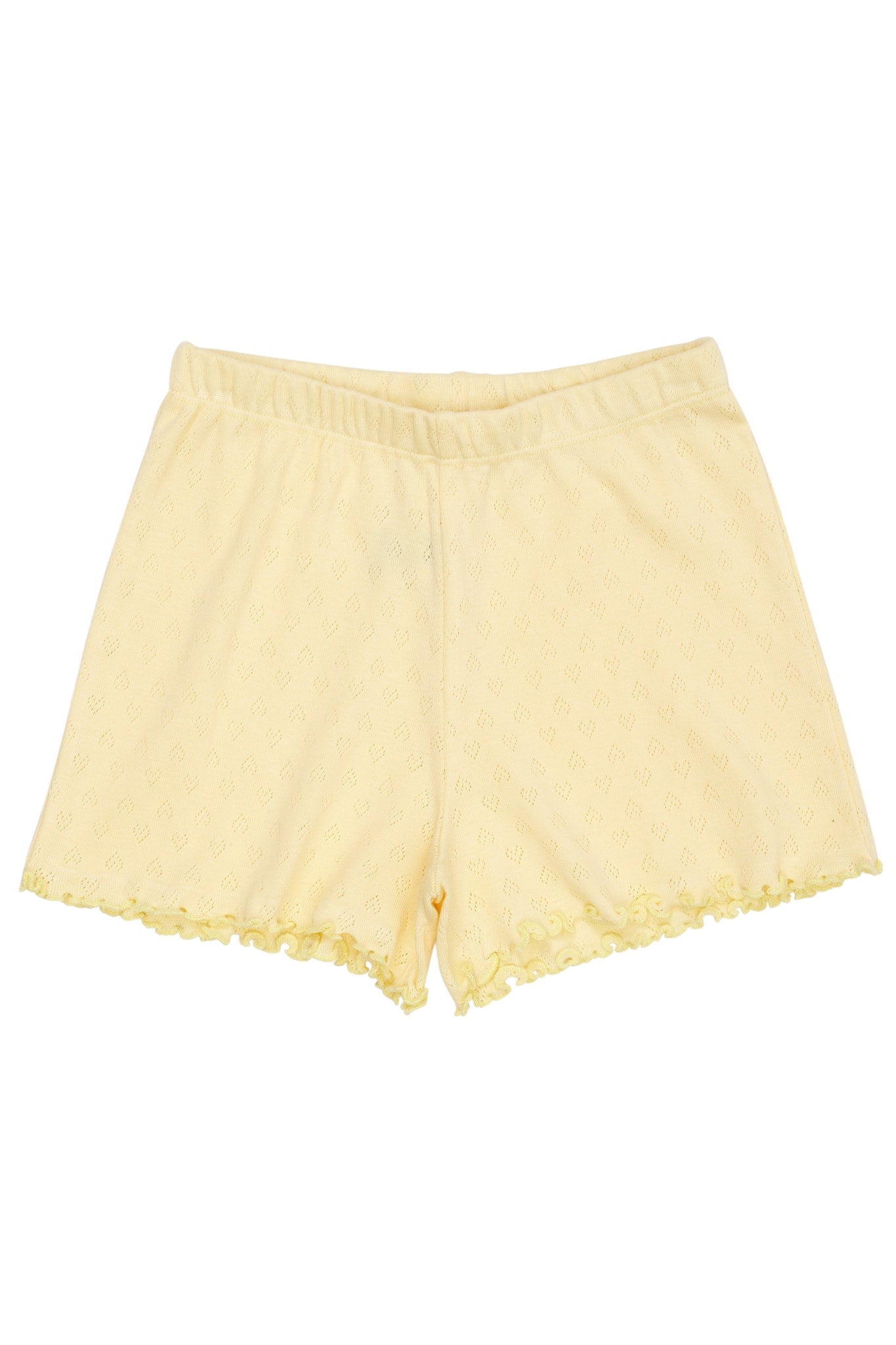 POINTELLE HEART SHORTS - PALE YELLOW
