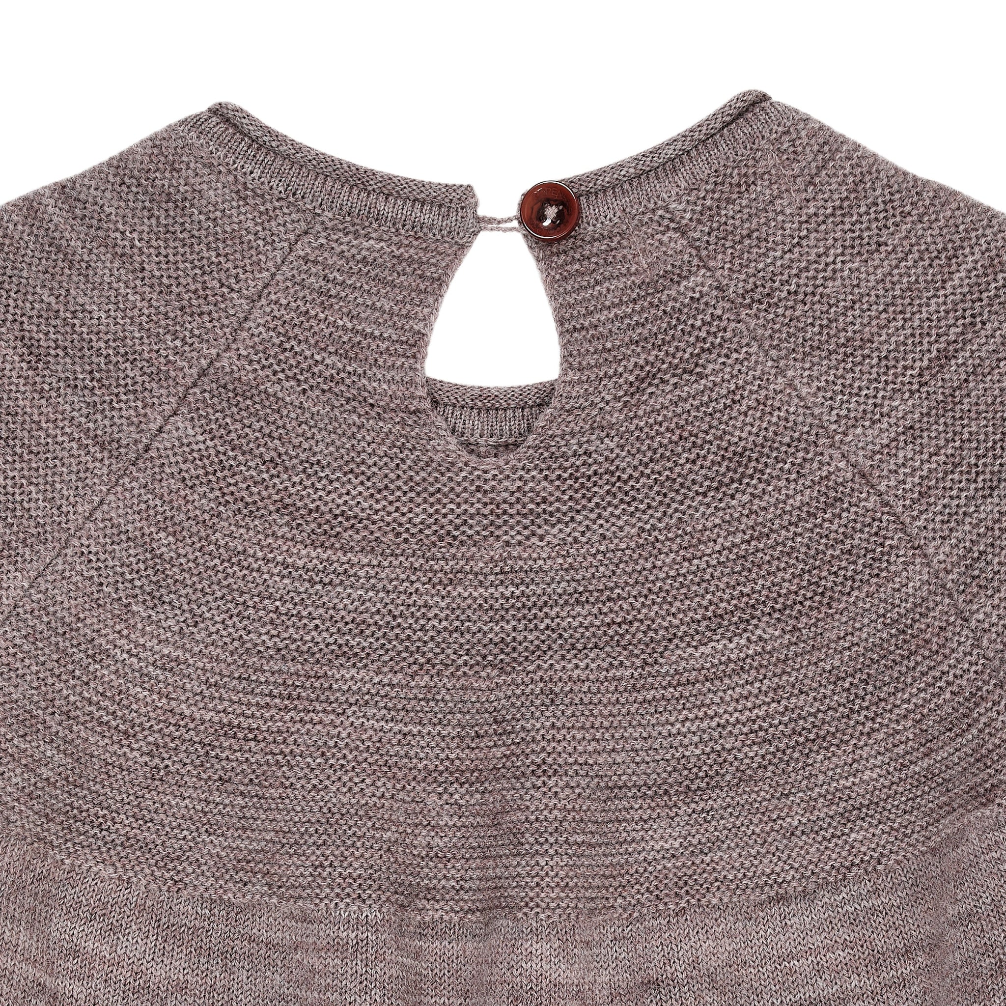MERINO KNIT BLOUSE WITH FRILL - NATURAL MELANGE