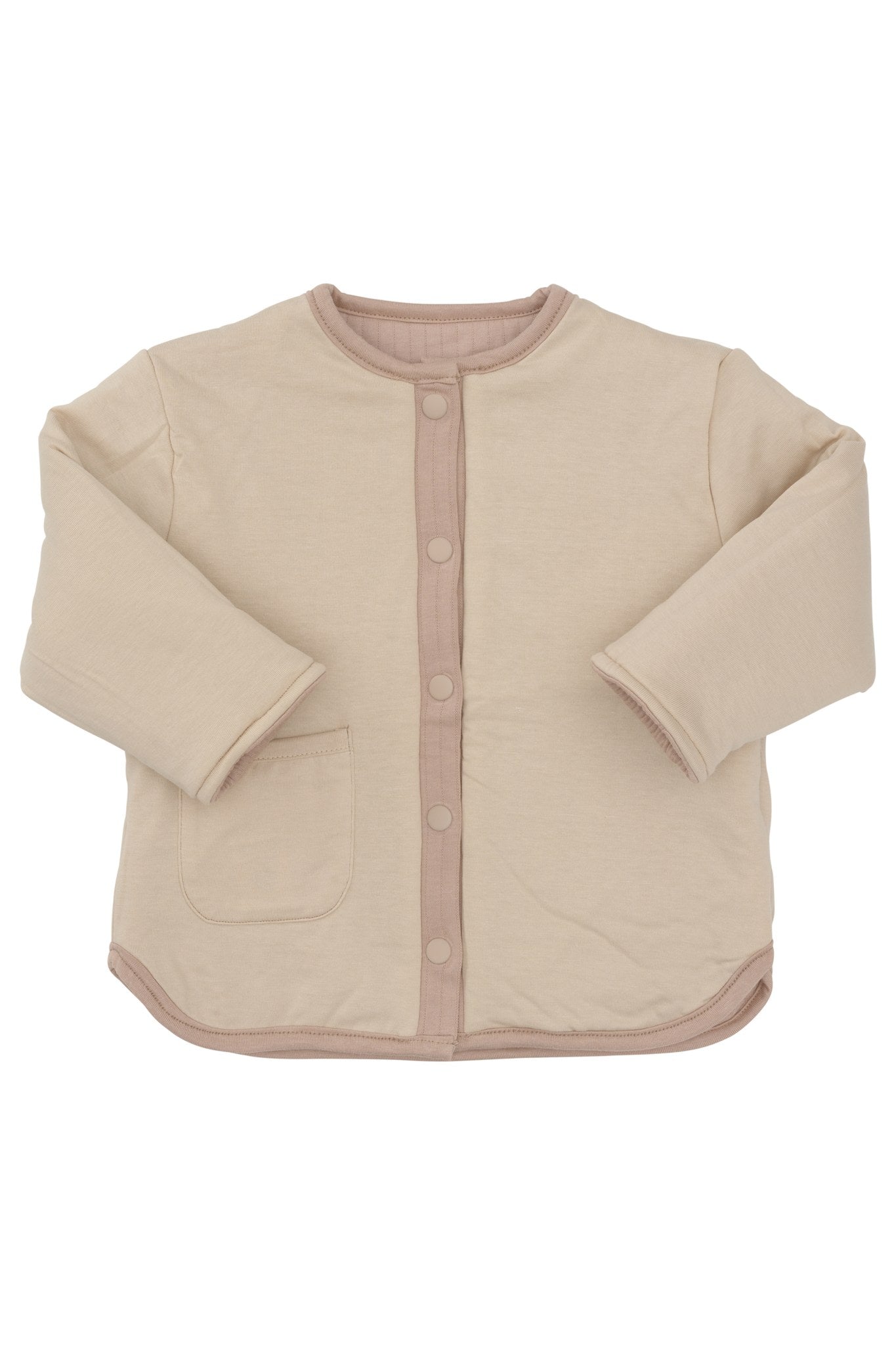 QUILTED REVERSIBLE JACKET - LT TAUPE CREAM COMB
