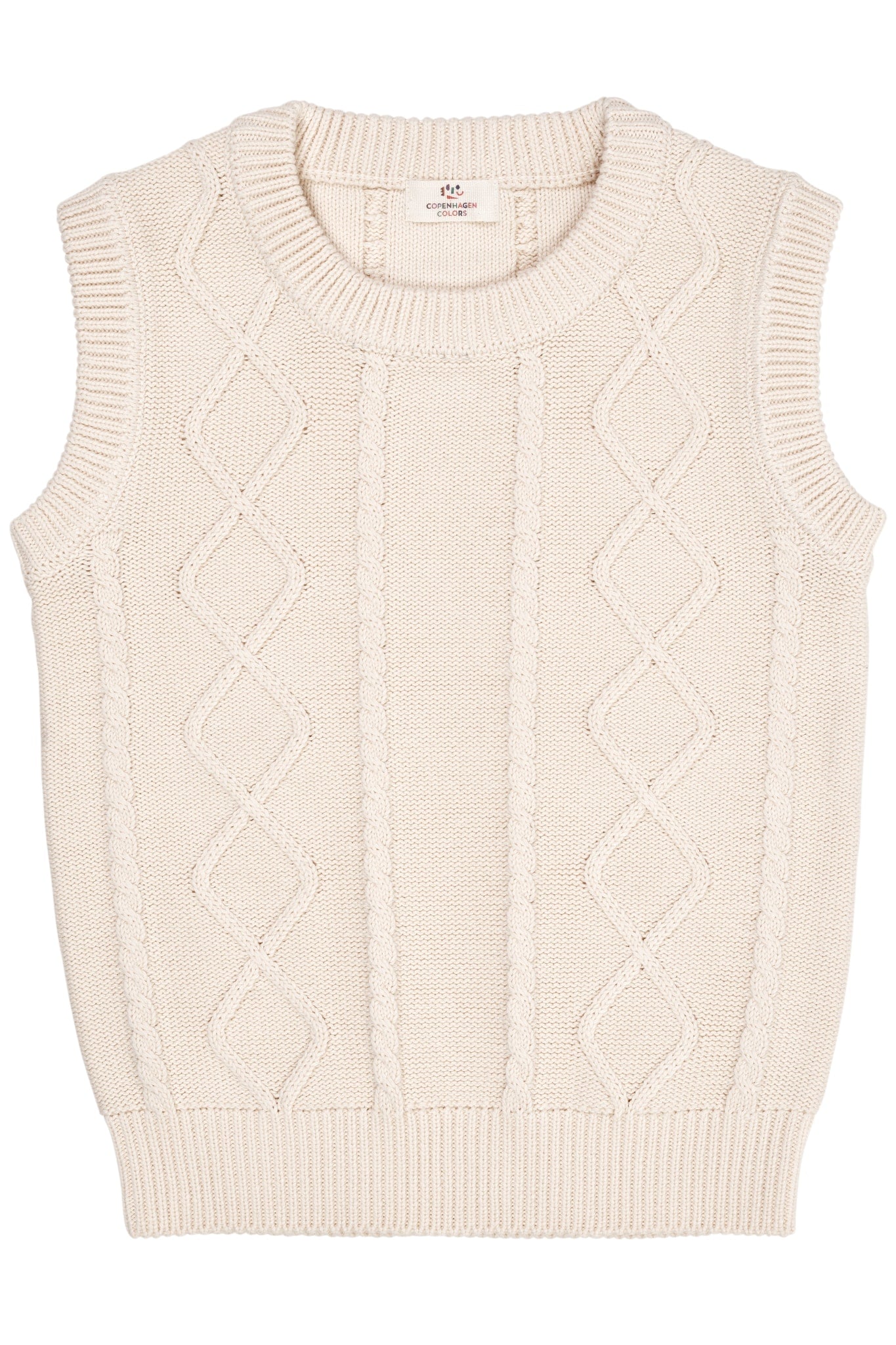 KNITTED CABLE VEST - CREAM