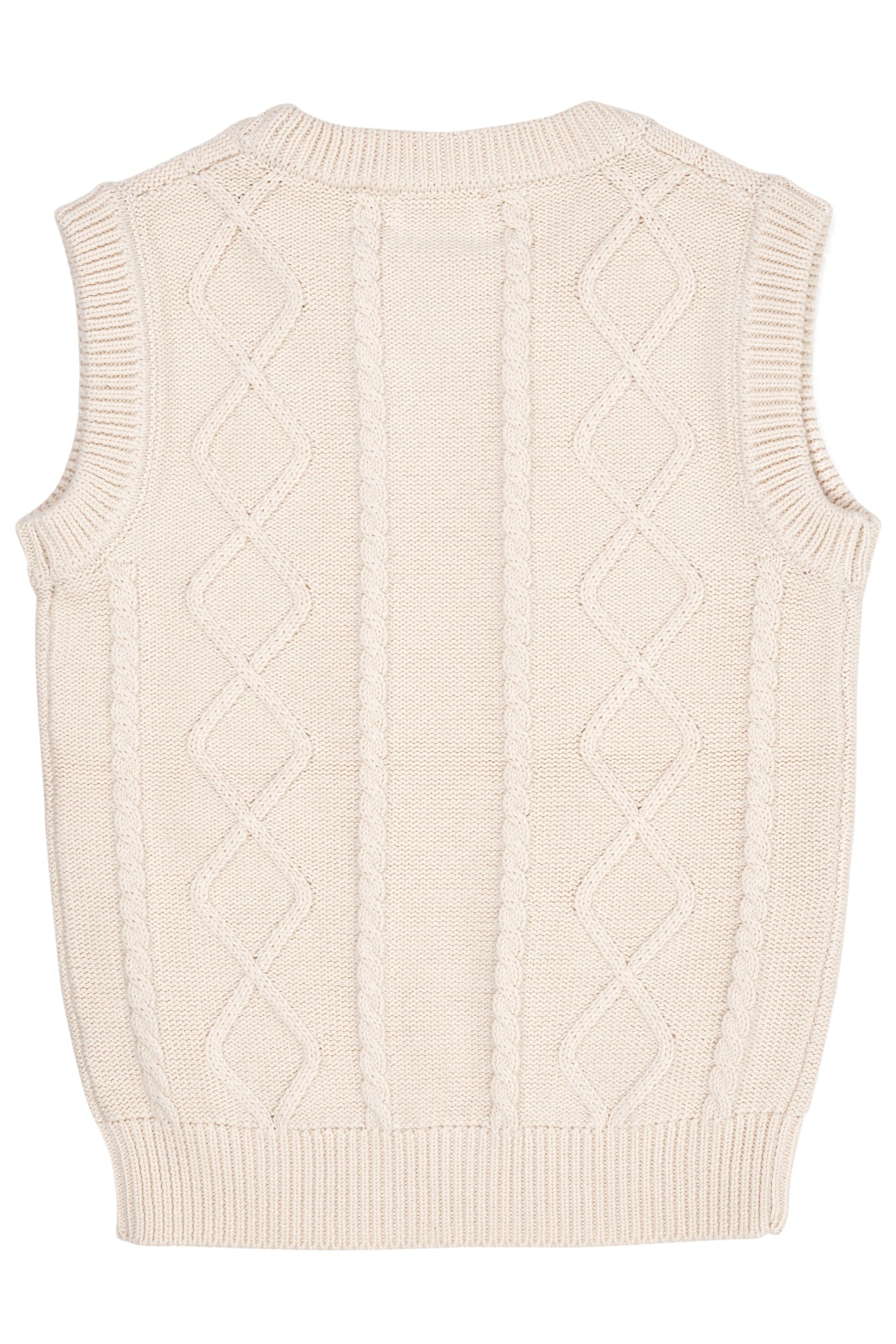 KNITTED CABLE VEST - CREAM