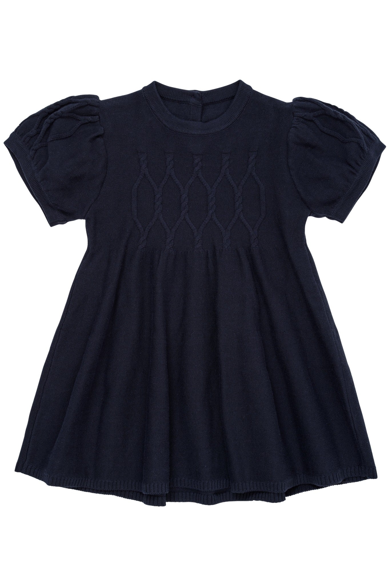 KNITTED CABLE DRESS SS - NAVY