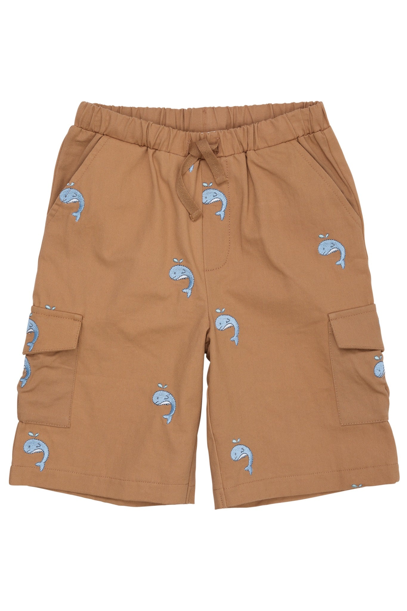 TWILL SHORTS W. EMBROIDERY - BEIGE